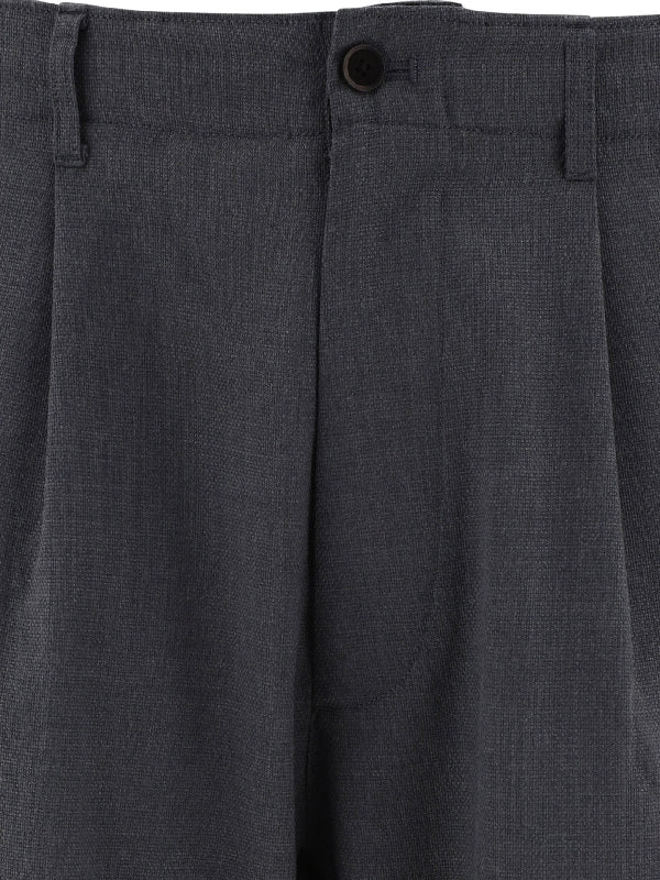 Grey Pleated Tailored Pants