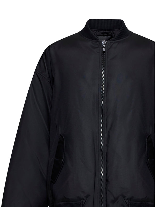 Black Nylon Bomber