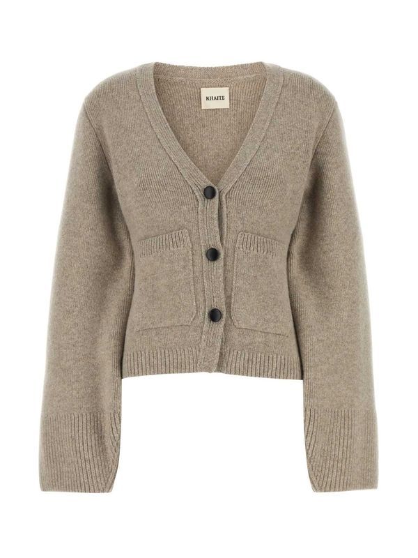 猩红色 V 领羊绒开衫