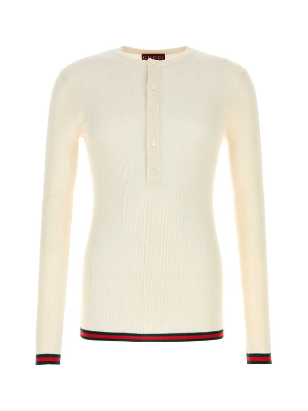 Web Henley-neck Rib Silk Knit