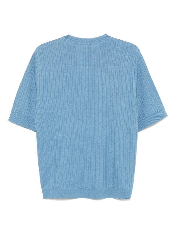 Ribbed Linen Cotton Short
  Sleeve Knit