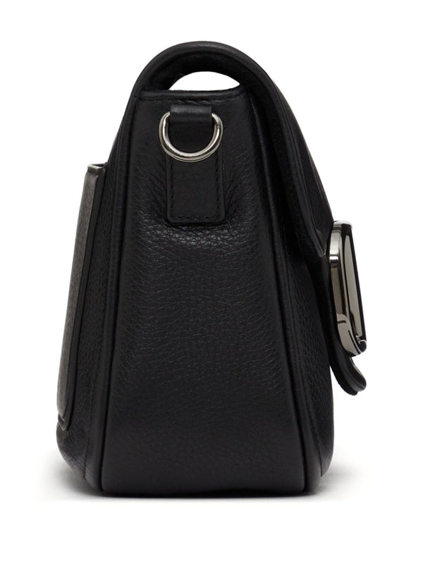 V Logo Leather Shoulder Bag