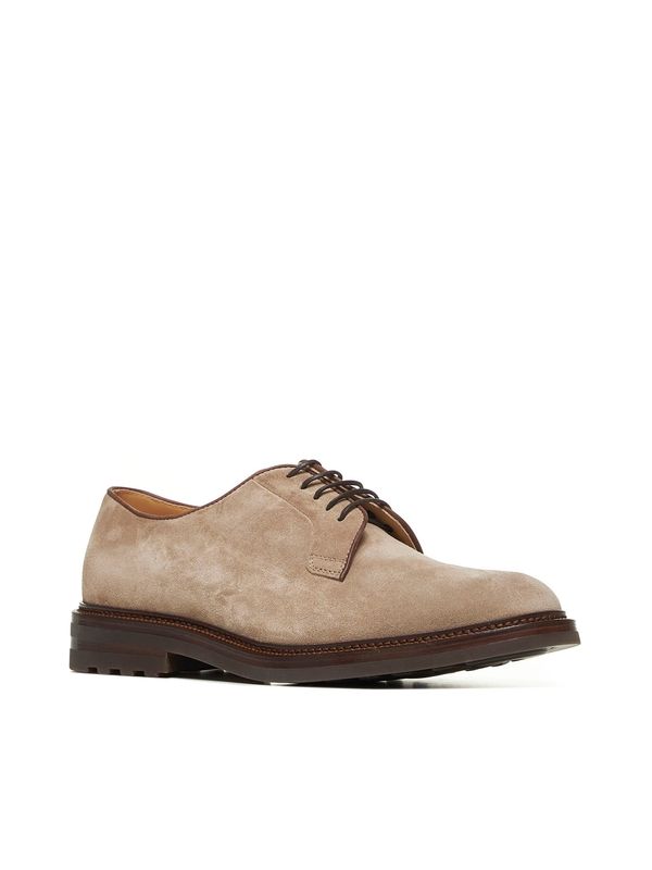 Beige Leather Lace-Up Shoes