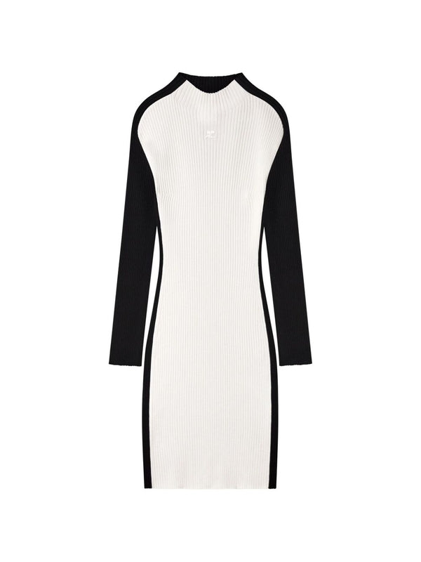 Colorblock Ribbed Knit Mini Dress