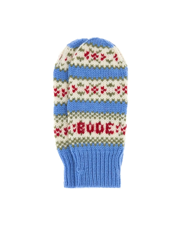 Bode Blue Wool Gloves