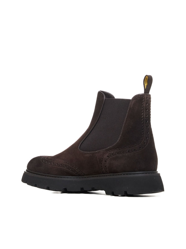 Brogue Detail Suede Chelsea Boots