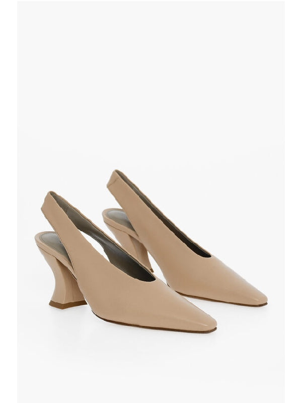 Almond Toe Leather Slingback Heel