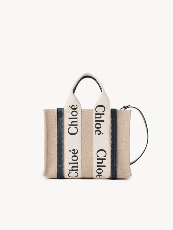 Woody Logo Canvas Small Tote
  Bag