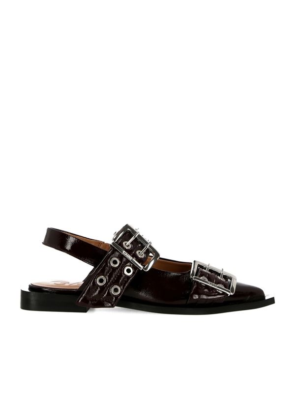 Buckle Strap Slingback Flat Shoes