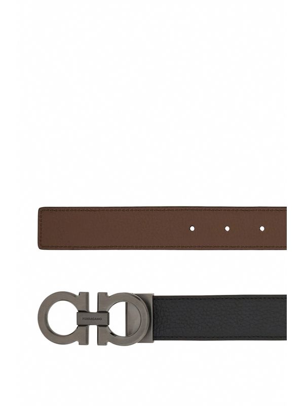 Gancini Buckle Reversible Leather Belt