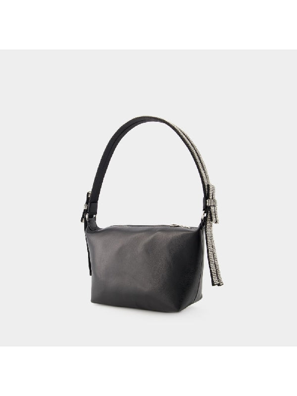 Double Bow Leather Pouch Tote Bag