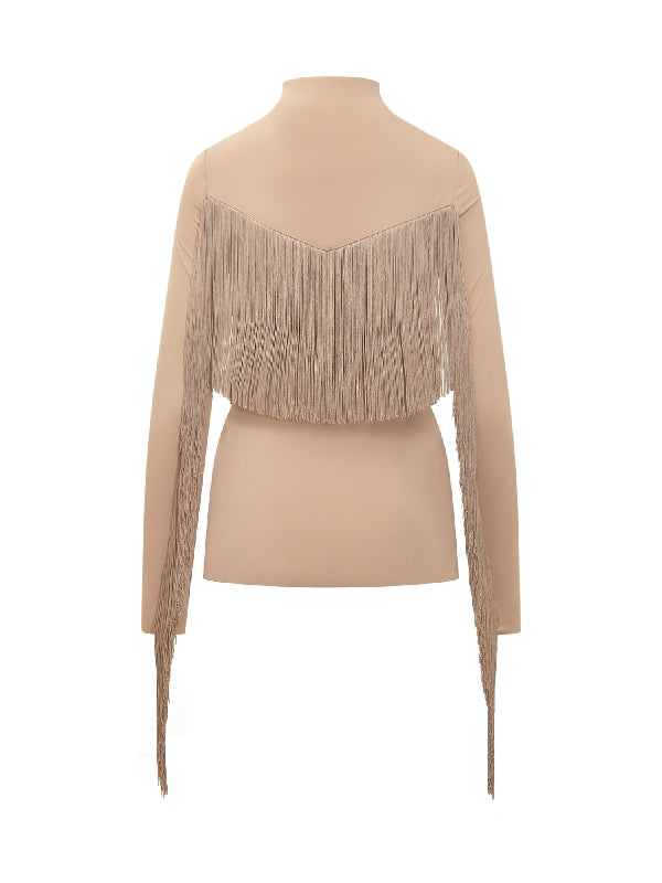 Wien Fringe Detail Mock Neck Knit