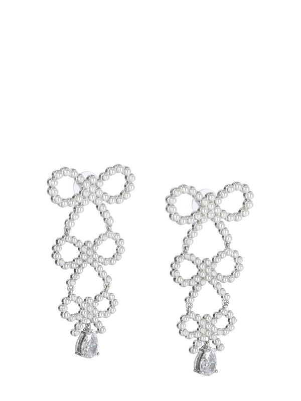 Pearl Bow Crystal Drop Earrings