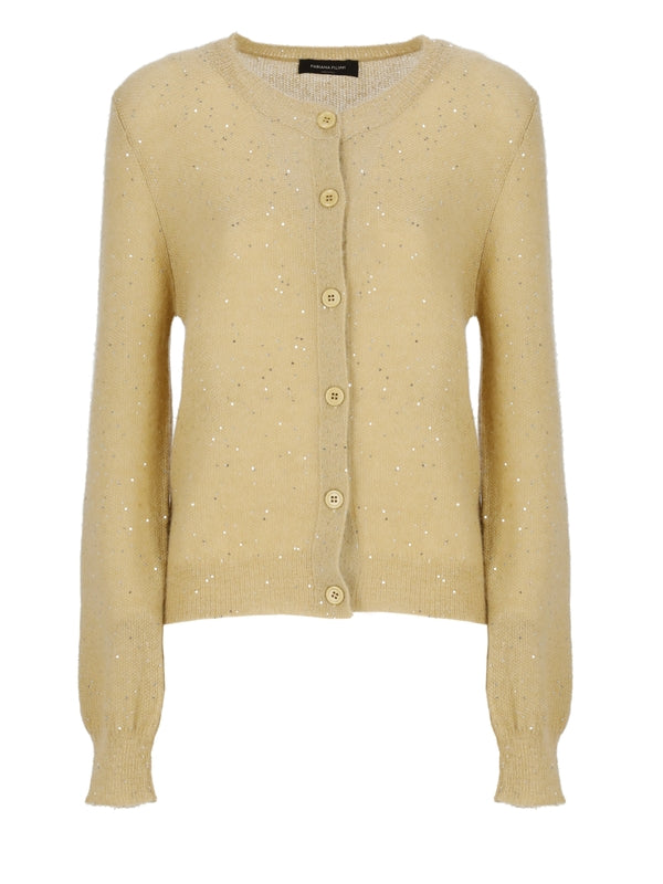 Sequin Detail Nylon Mohair Cardigan