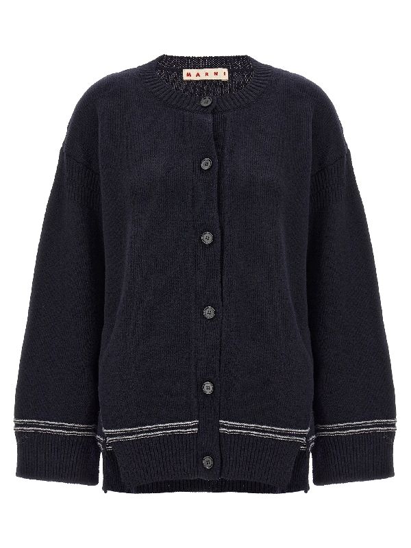 Back Logo Embroidery Wool
  Cardigan