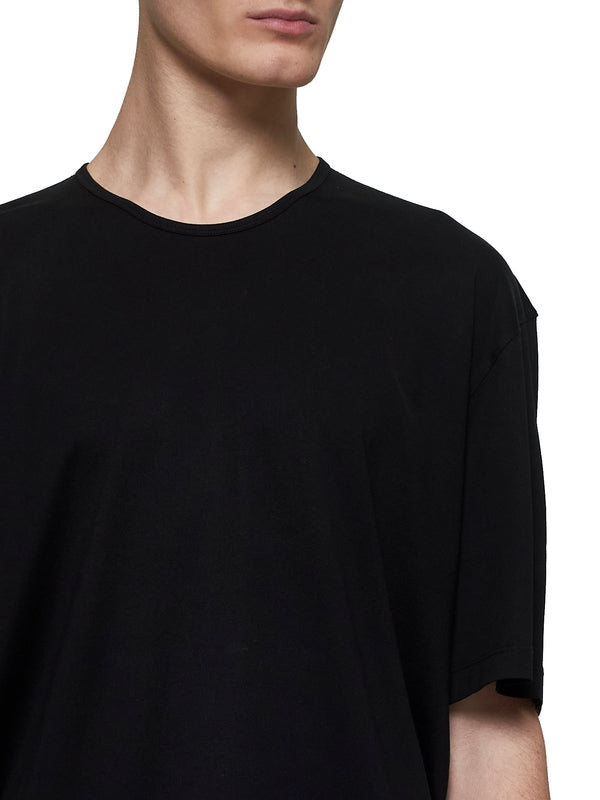 Black Crewneck Cotton Short-Sleeve T-Shirt