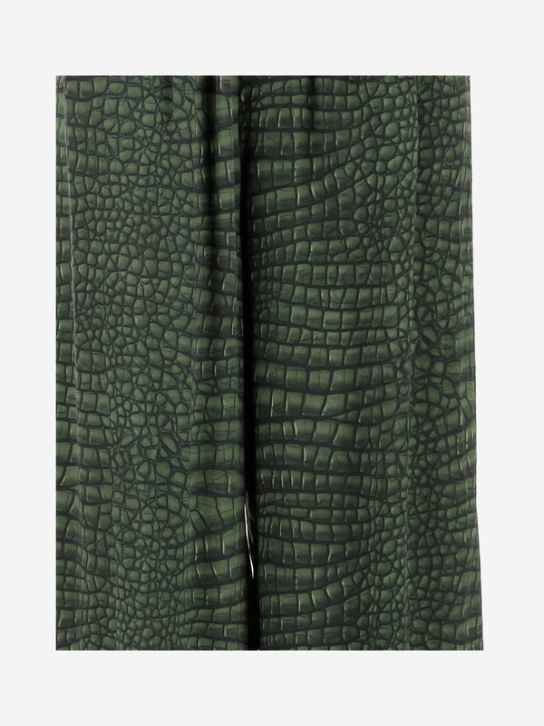 Crocodile Pattern Silk Pajama Pants