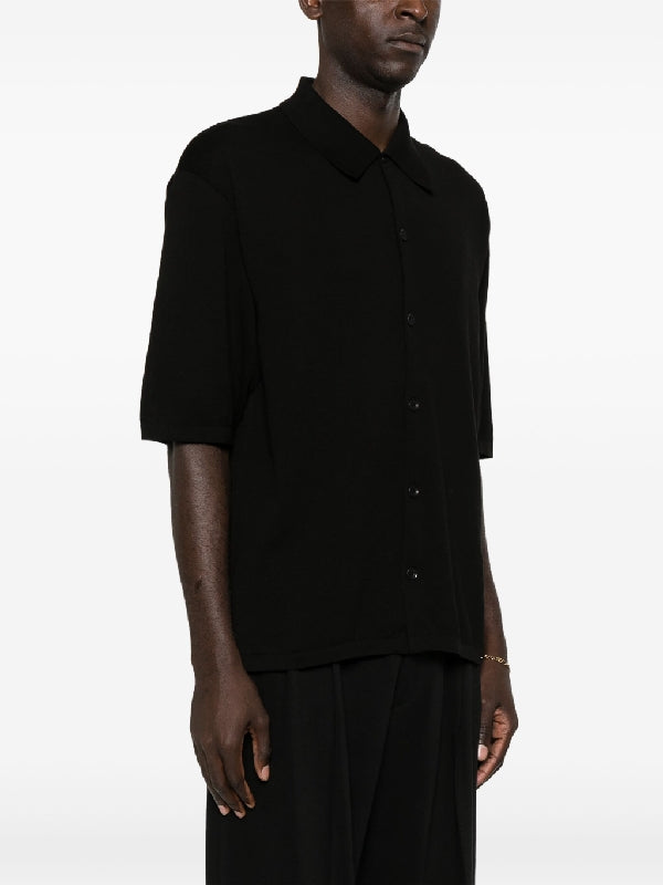 Black Cotton Short Sleeve
  Shirt