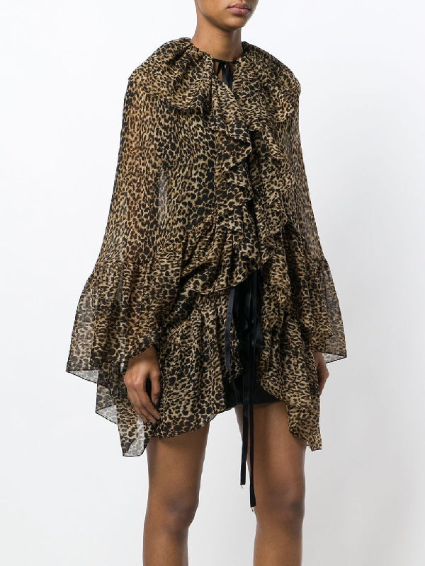 Leopard Print Blouse Cape