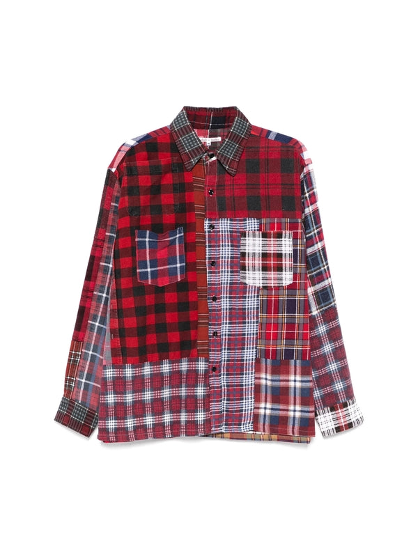 Patchwork Check Pattern Cotton
  Shirt