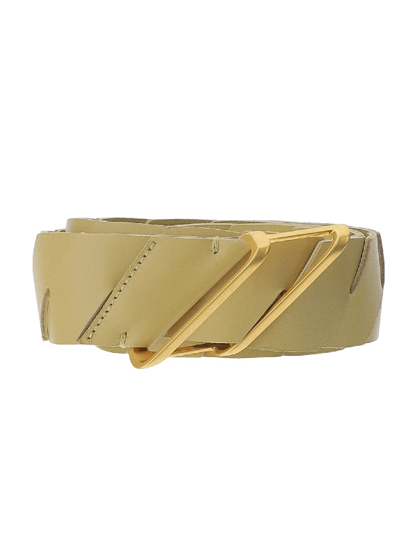 Woven Buckle Leather Belt