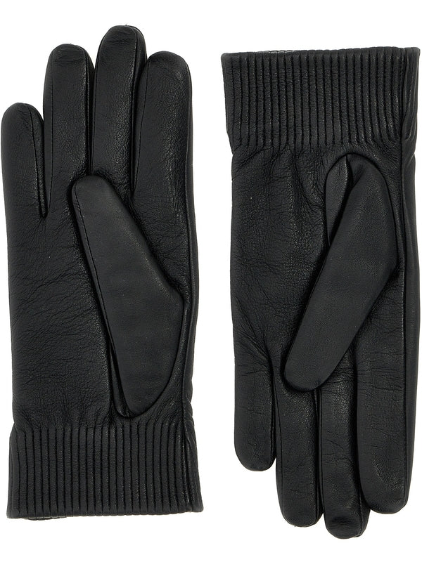 Logo Button Leather Gloves