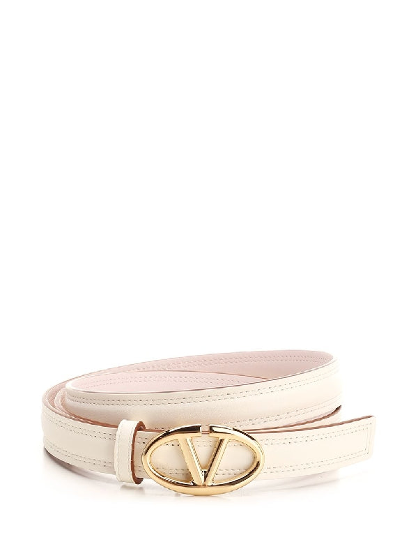 V Logo Reversible Leather Belt