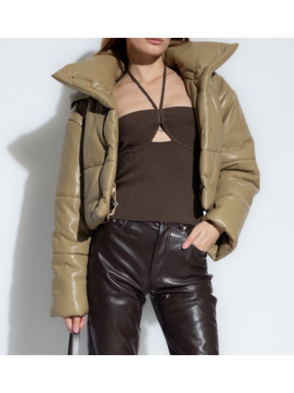 Ave Faux Leather Crop Padded Jacket