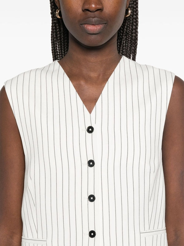 Stripe Viscose Linen Vest