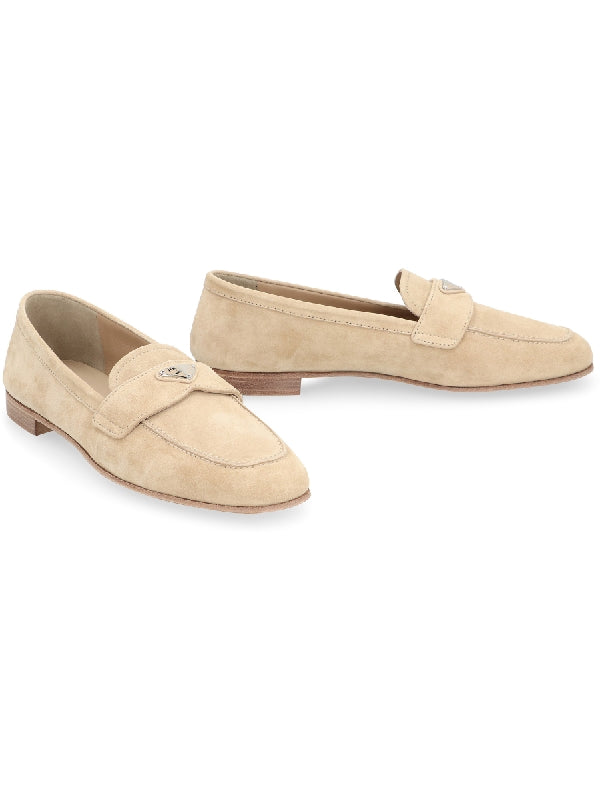 Triangle Logo Suede Loafers