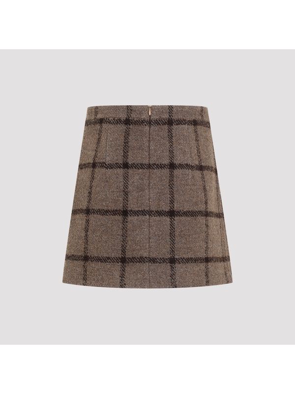 Check Pattern Wool Mini Skirt