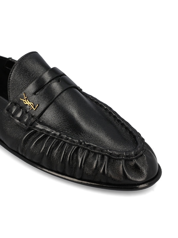 Cassandra Logo Leather Penny Loafers