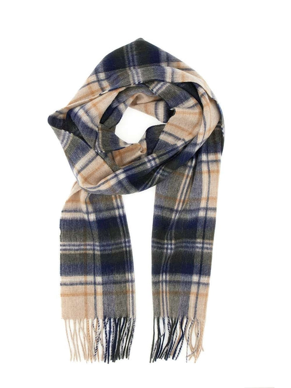 Barbour Checked Navy Wool Mufflers