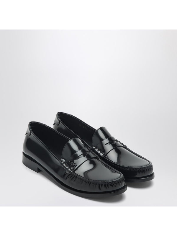 Metal Logo Leather Loafers