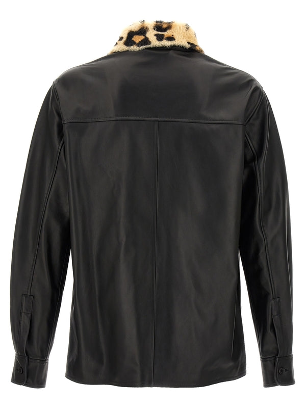 Animal Collar Leather Shirt