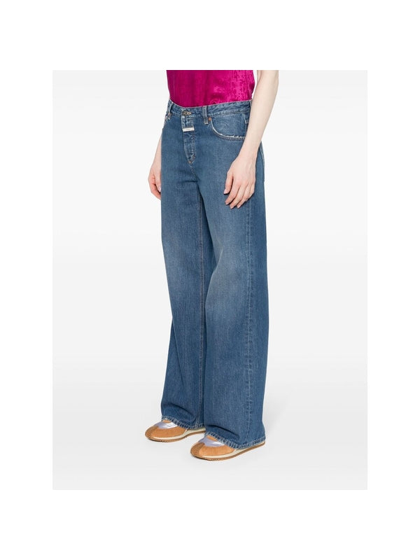 Back Logo Patch Cotton Denim
  Pants