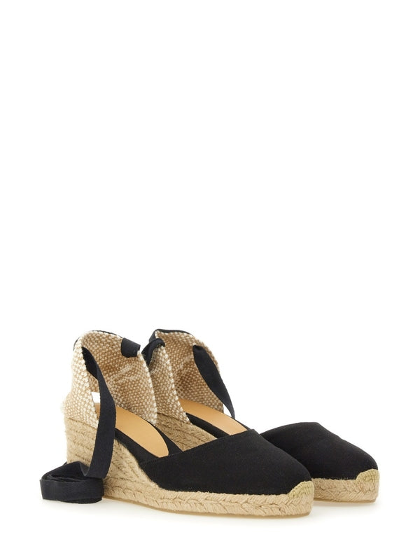 Castañer Black Beige Wedge Sandals
