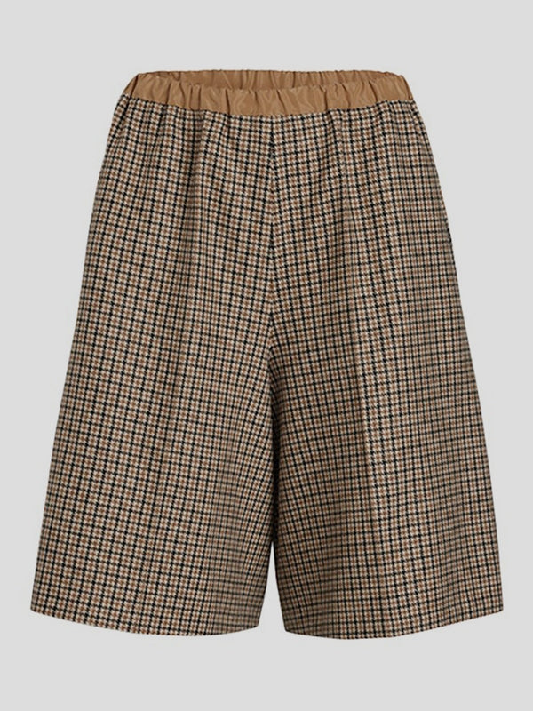 Check Pattern Banded Bermuda
  Shorts