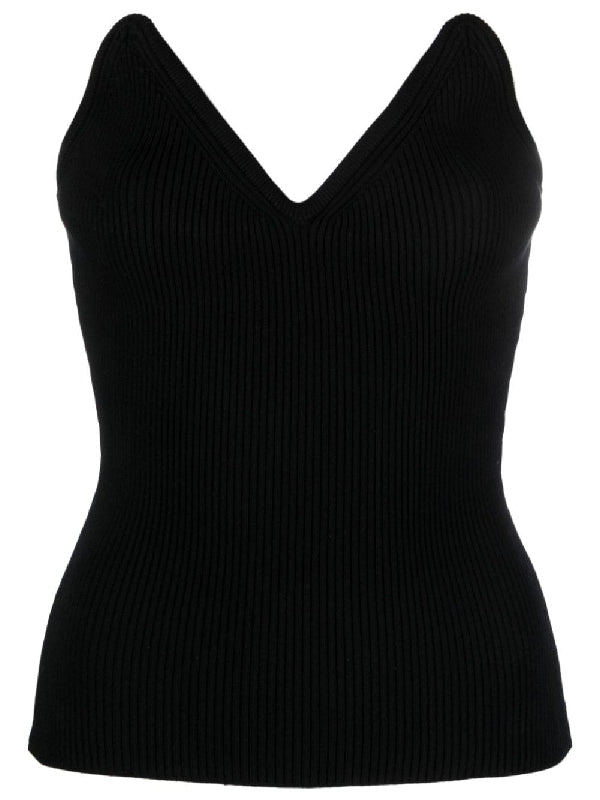 Black Rib Knit Bustier Top