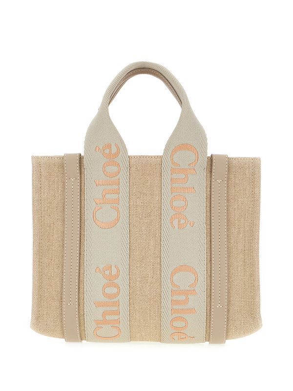 Woody Logo Linen Tote Bag