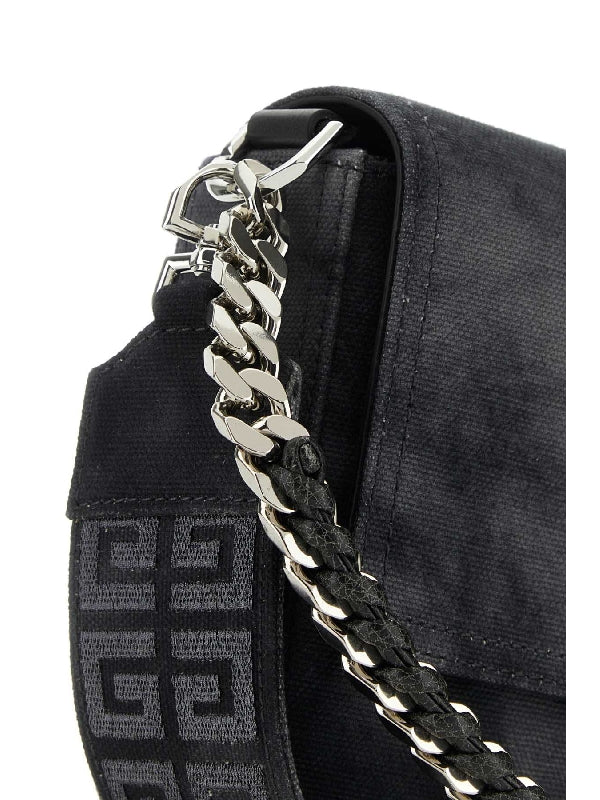 Washed Denim Medium Chain Shoulder Bag