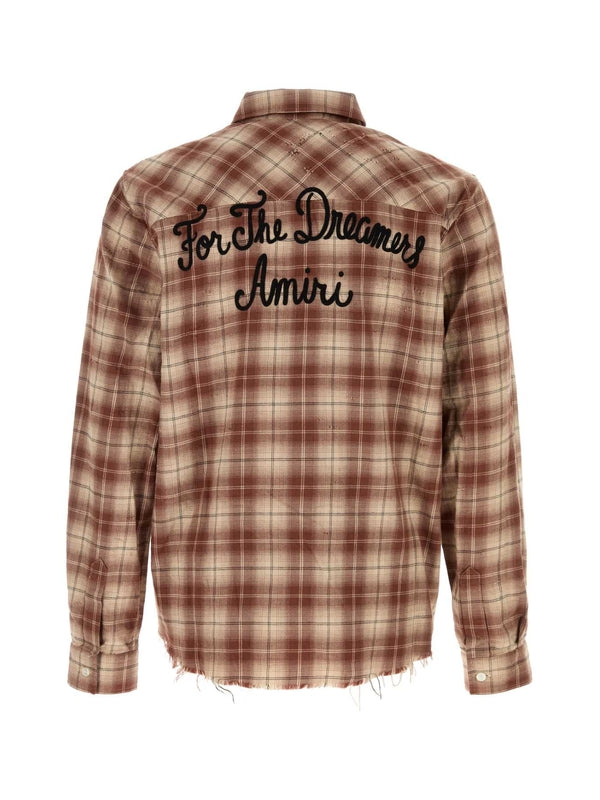 Logo Embroidered Low-cut Check Shirt