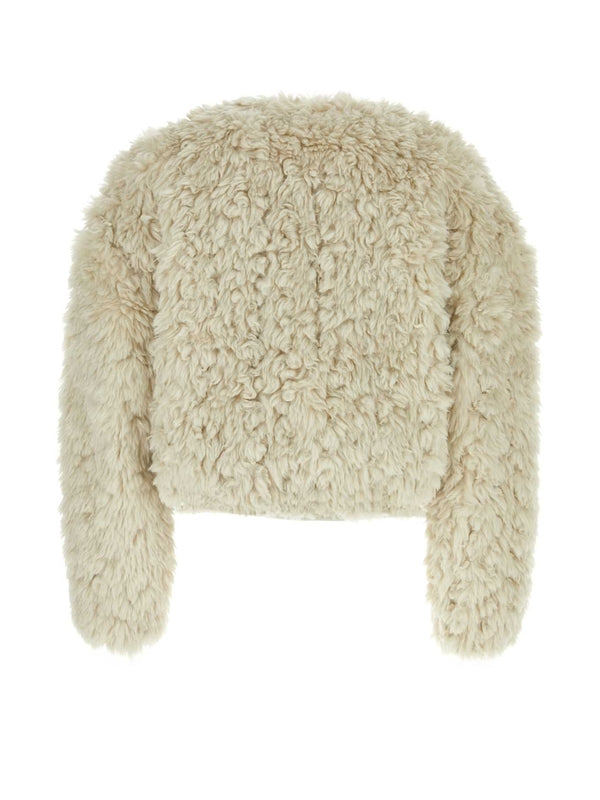 Collarless Shearling Jacket