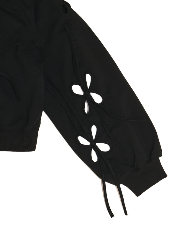 Petal Cut-Out Crop Hoodie