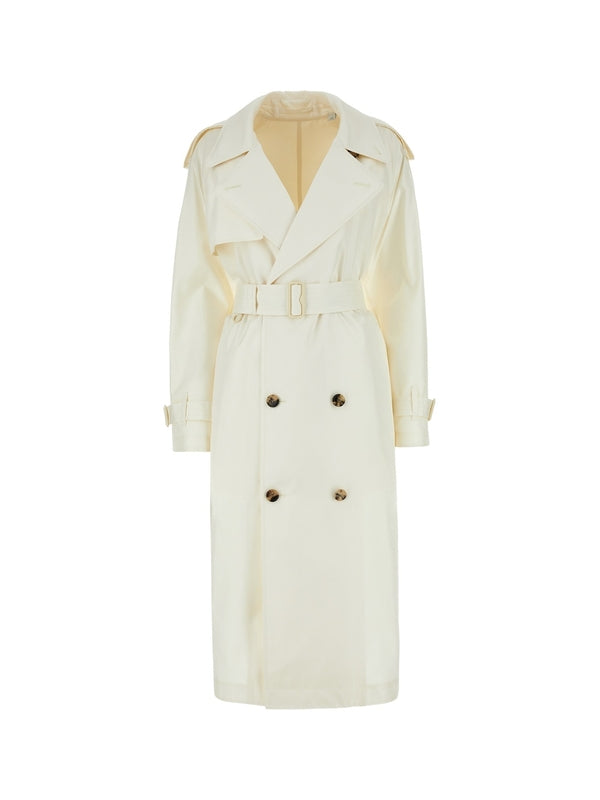 Belted Double Silk Trench Coat