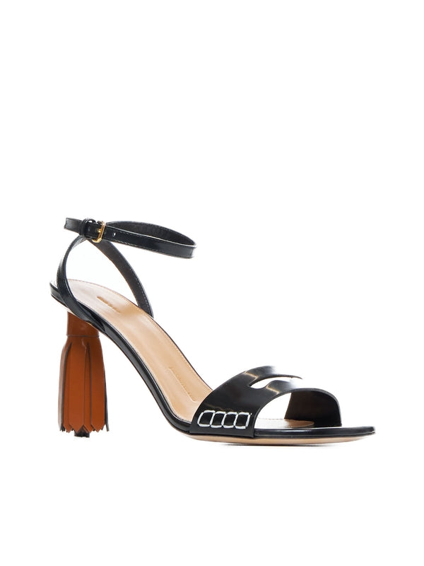 Tassel Leather Sandal Heel