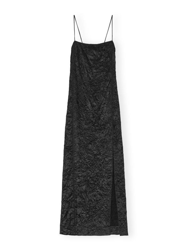 GANNI - Crinkle Effect Slit Long Dress - Jente