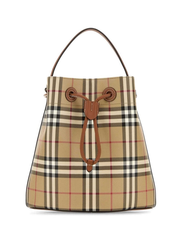 Vintage Check Pattern Bucket Bag