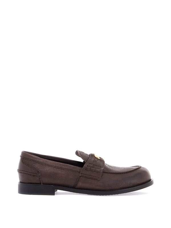 vintage-effect leather penny loafers Loafers