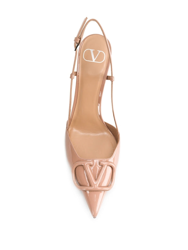 V Logo Patent Leather Slingback Sandal
  Heels